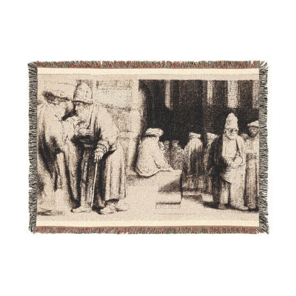 Rembrandt van Rijn - Jews in the Synagogue | Woven Tapestry Blanket