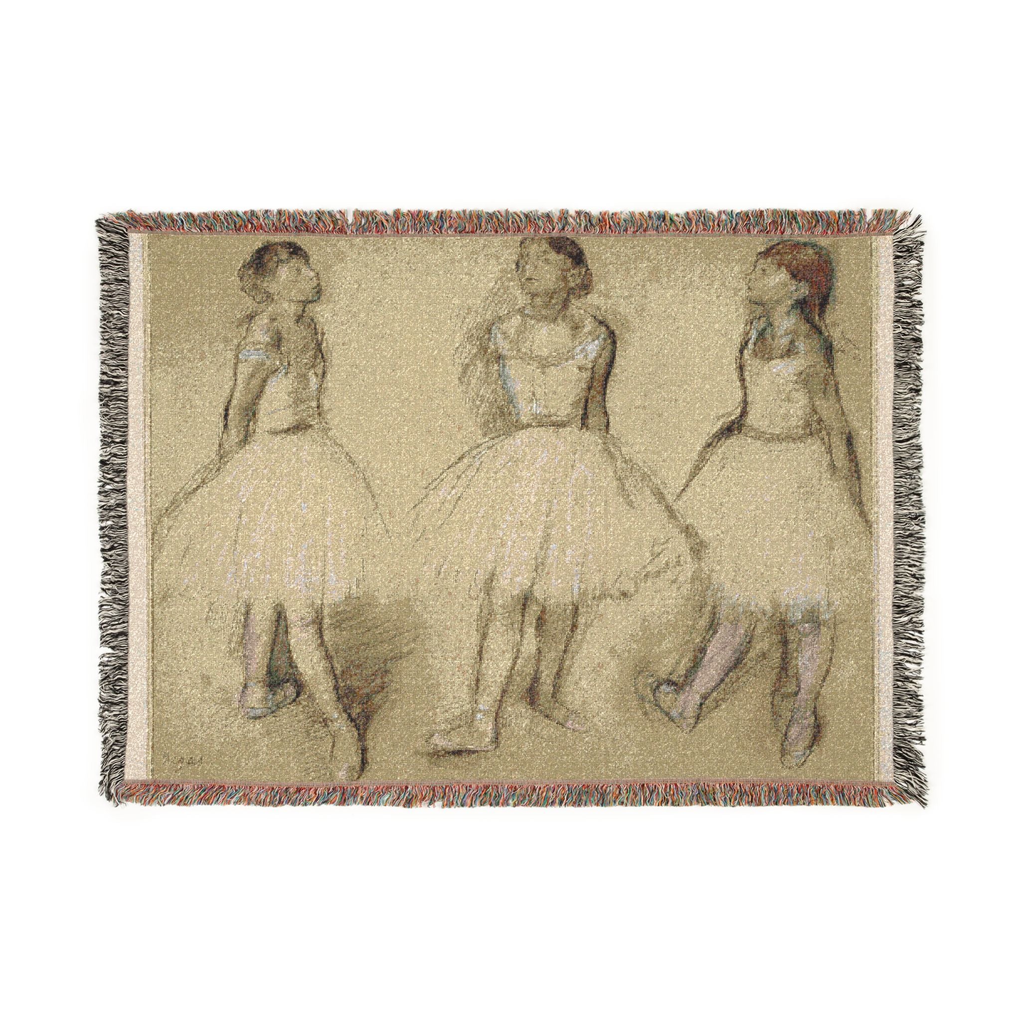 Hilaire Germain Edgar Degas - Three Studies of a Dancer in Fourth Position | Woven Tapestry Blanket