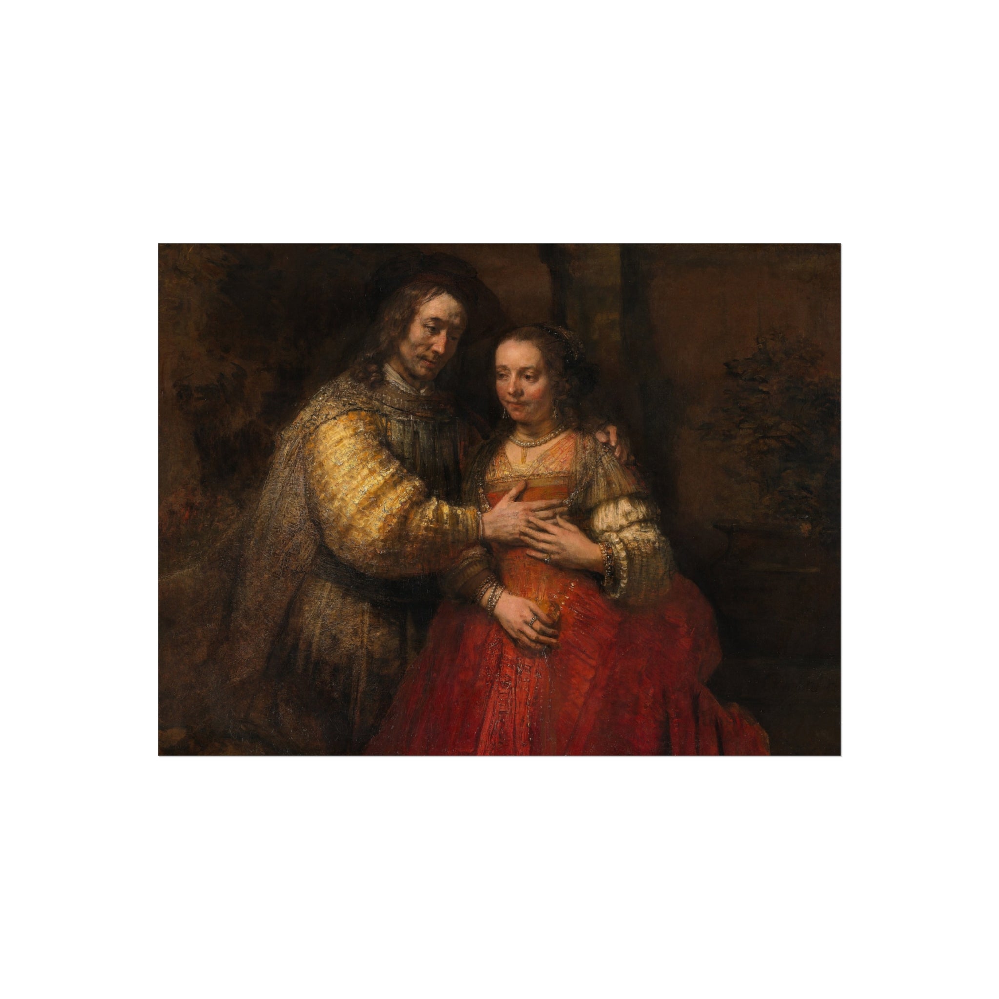 Rembrandt Harmensz. van Rijn - Portret van een paar als oudtestamentische figuren, genaamd 'Het Joodse bruidje' - Google | Fine Art Poster