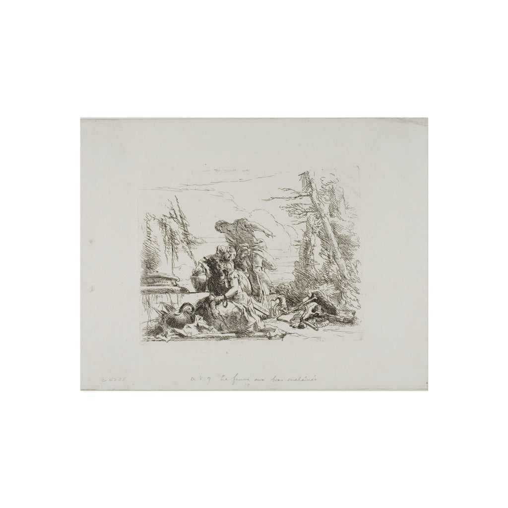 Giovanni Battista Tiepolo - A Woman with her Arms in Chains and Four Other Figures, from Capricci | Fine Art Poster