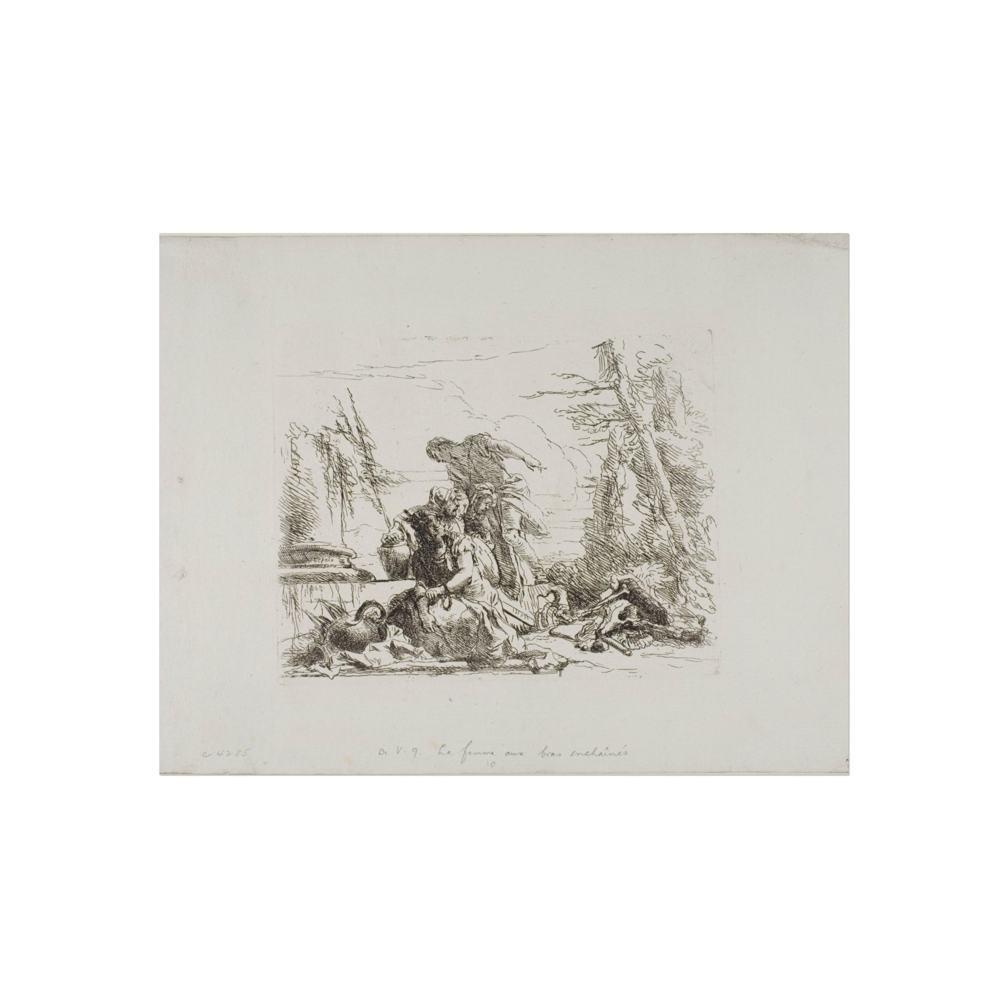 Giovanni Battista Tiepolo - A Woman with her Arms in Chains and Four Other Figures, from Capricci | Fine Art Poster