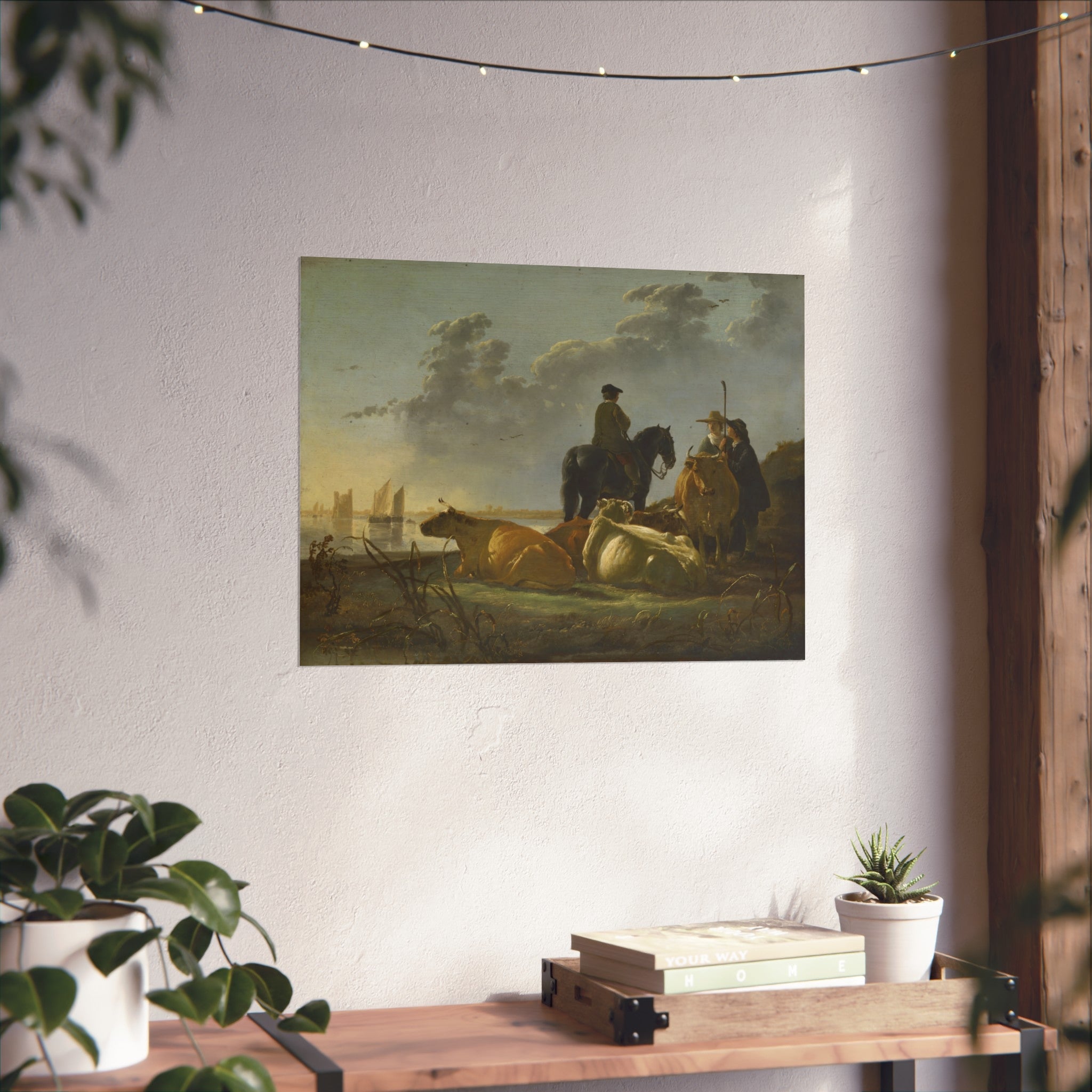 Aelbert Cuyp - Peasants with Four Cows by the River Merwede - WGA5825 | Fine Art Poster