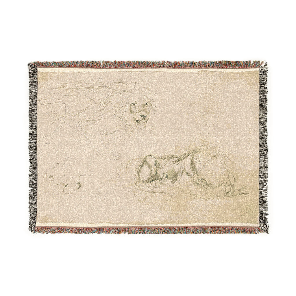 Eugène Delacroix - Studies of Lions | Woven Tapestry Blanket