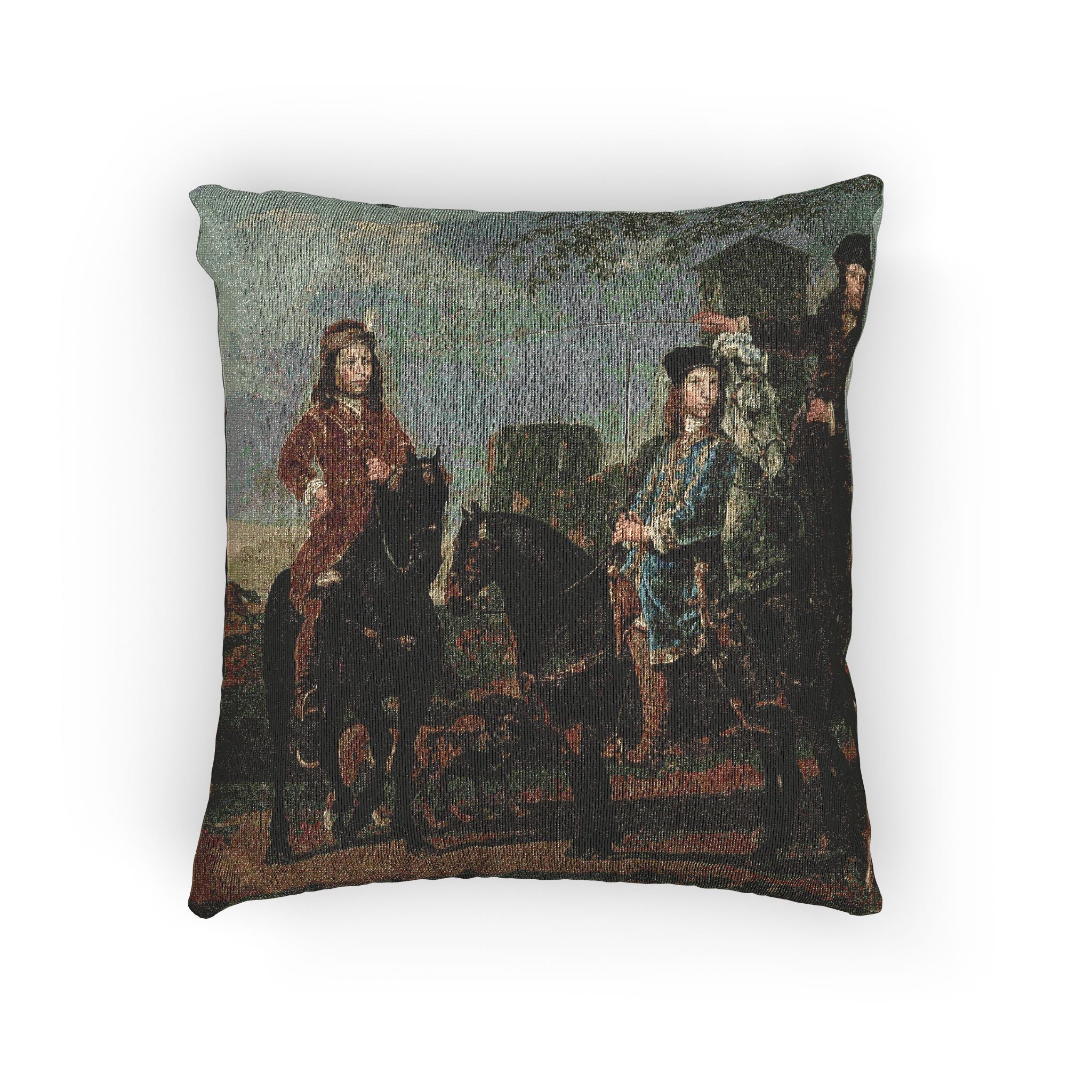 Equestrian Portrait of Cornelis (1639–1680) and Michiel Pompe van Meerdervoort (1638–1653) with Their Tutor and Coachman | Woven Pillow