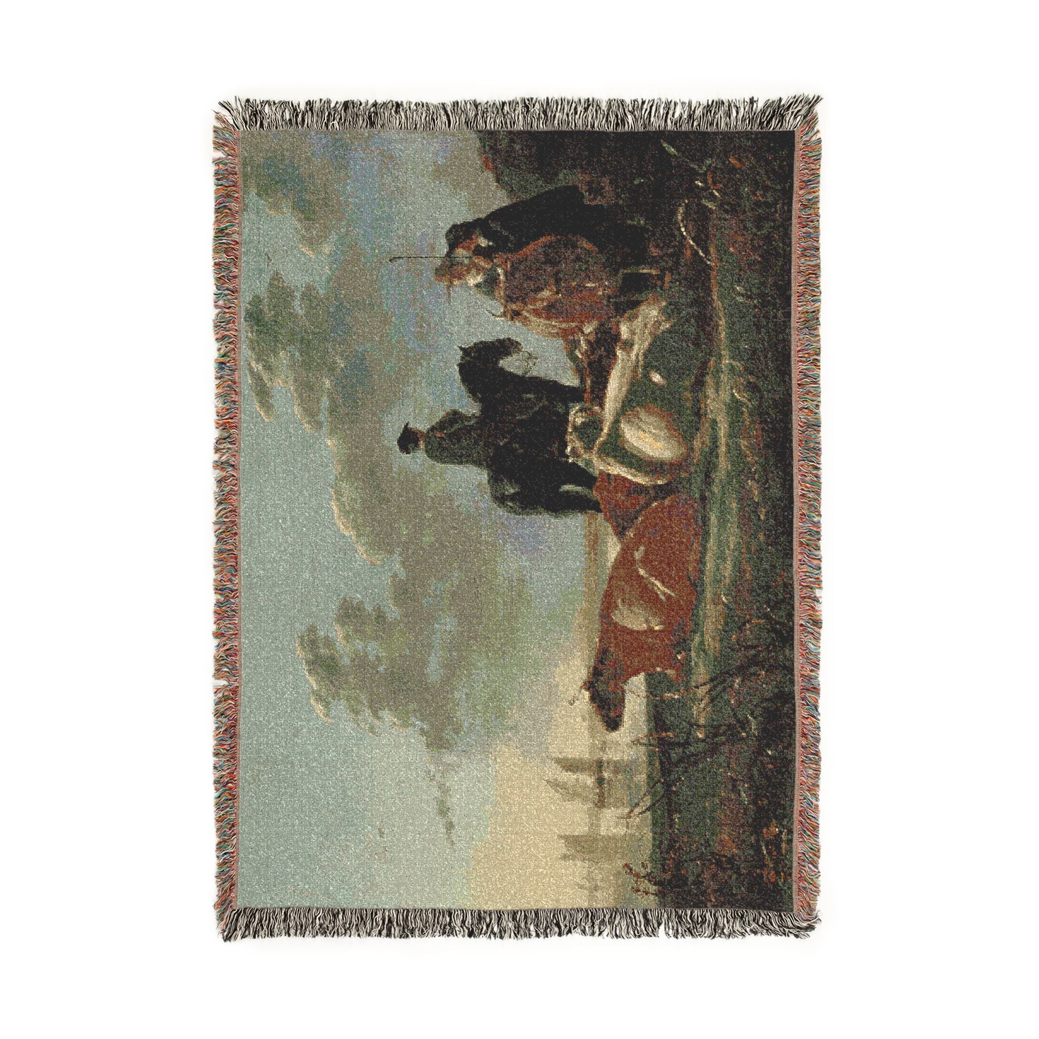 Aelbert Cuyp - Peasants with Four Cows by the River Merwede - WGA5825 | Woven Tapestry Blanket