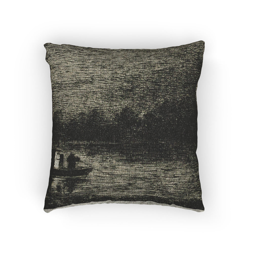 Charles François Daubigny - Night Voyage (The Fishing Net) | Woven Pillow