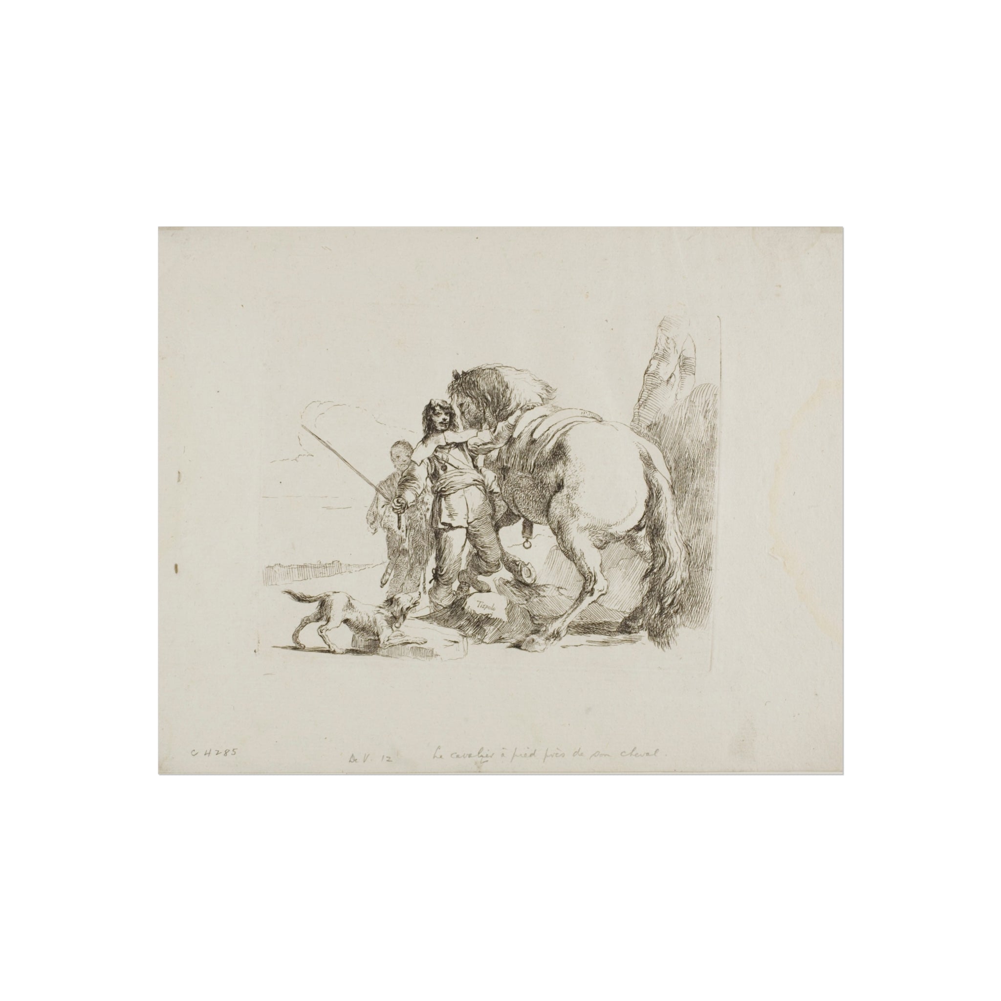 Giovanni Battista Tiepolo - The Rider Standing by His Horse, from Capricci | Fine Art Poster