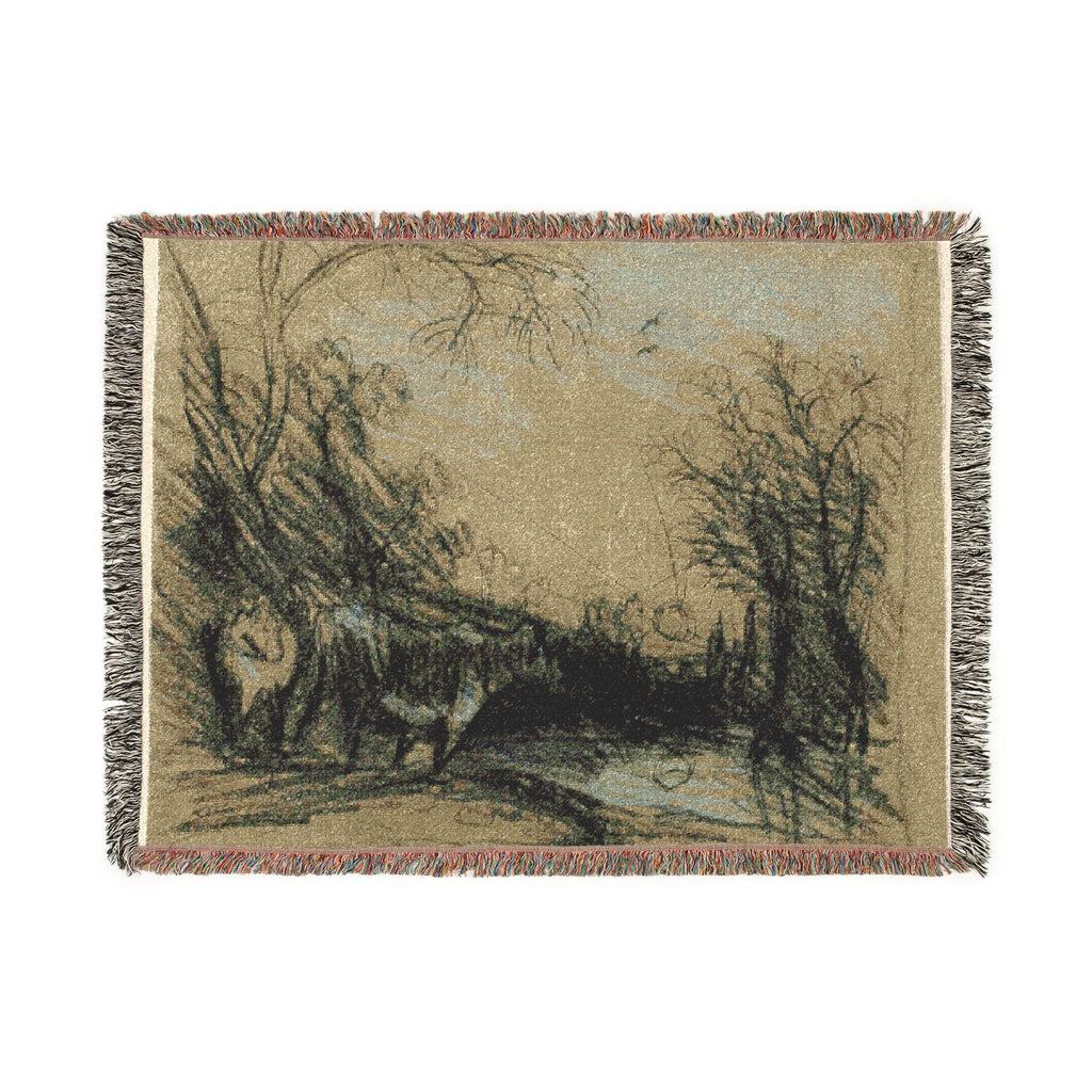 John Constable - Landscape with Cows | Woven Tapestry Blanket