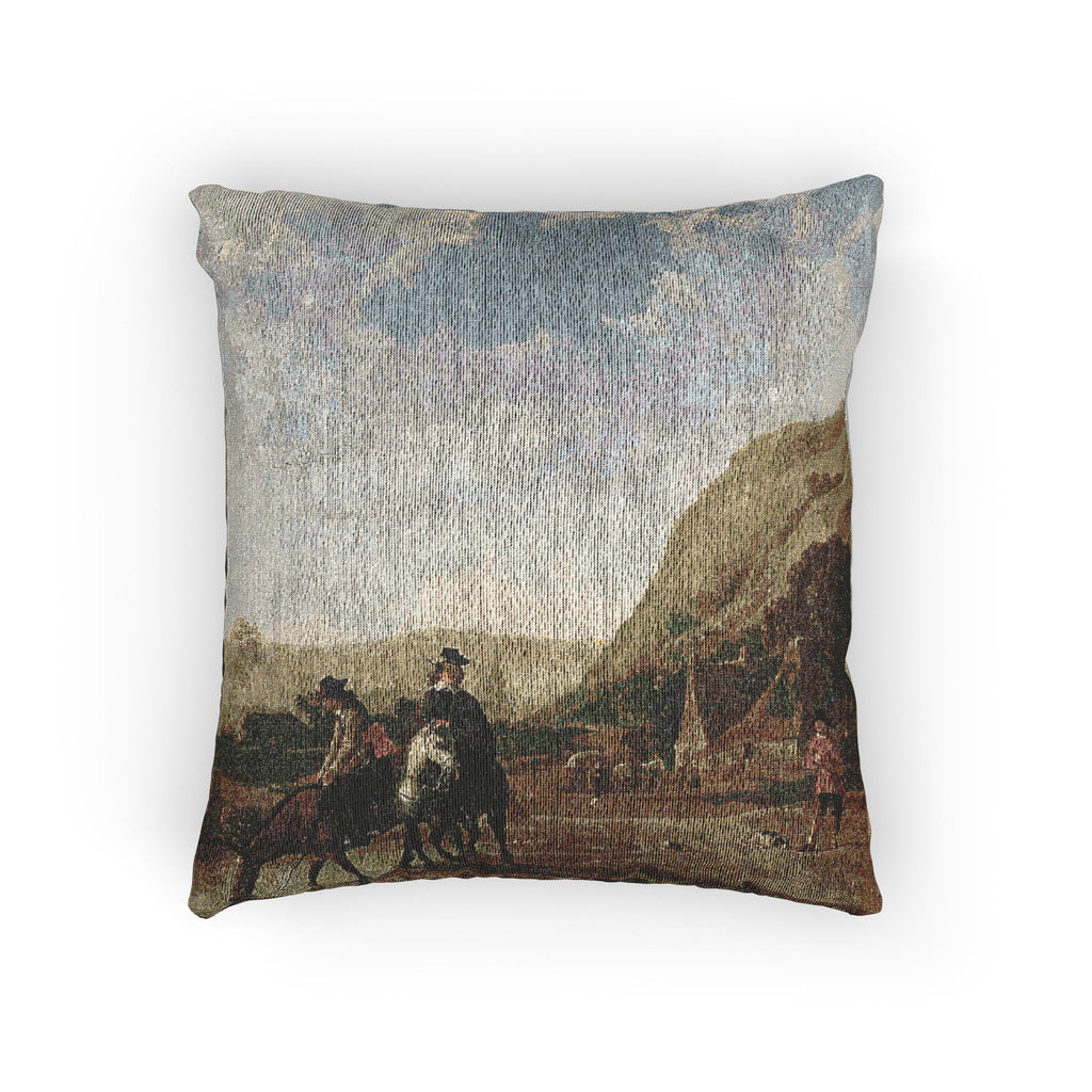 Aelbert Cuyp - Rivierlandschap met ruiters - Google Art Project | Woven Pillow