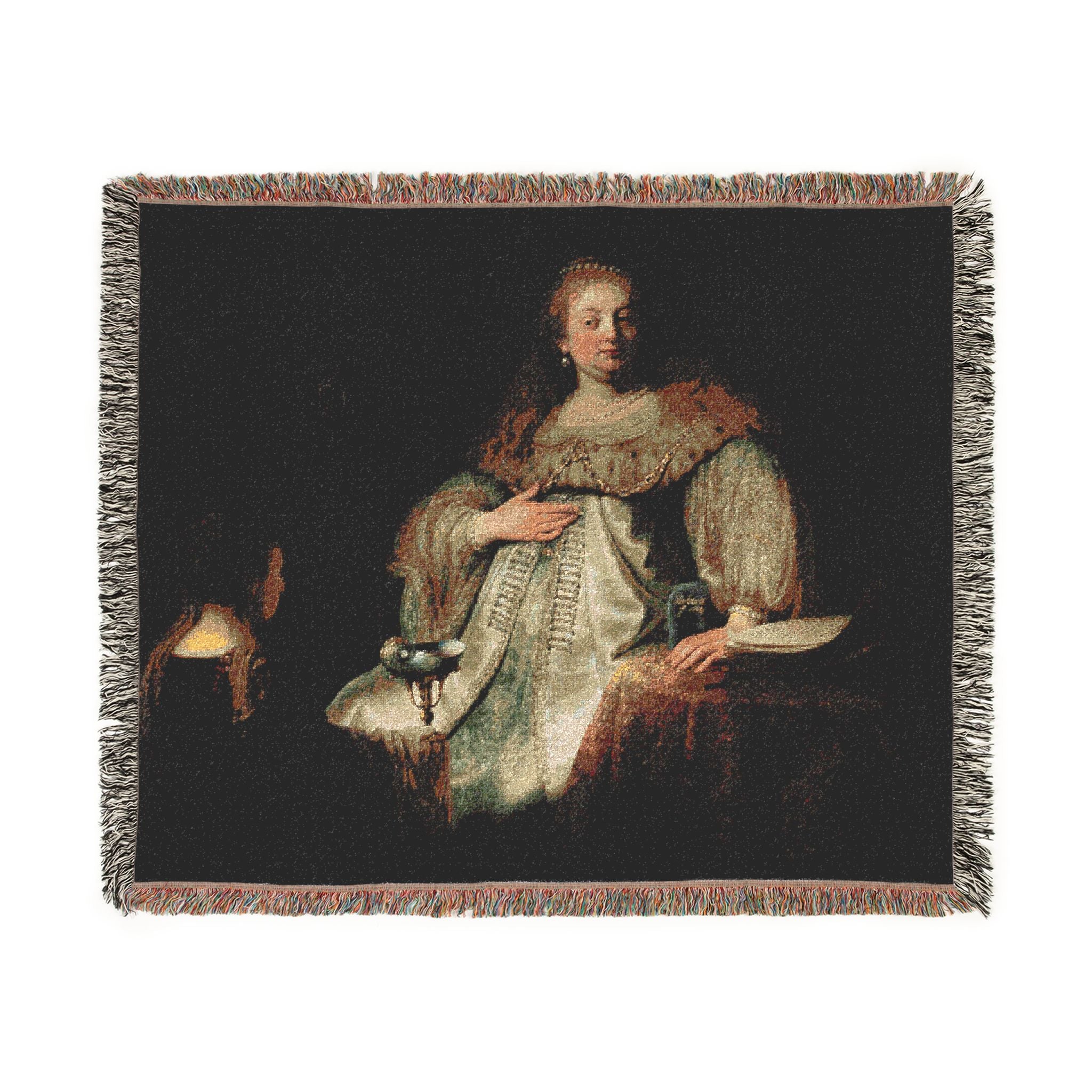 Judith at the Banquet of Holofernes (previously known as Artemisia), by Rembrandt, from Prado in Google Earth | Woven Tapestry Blanket