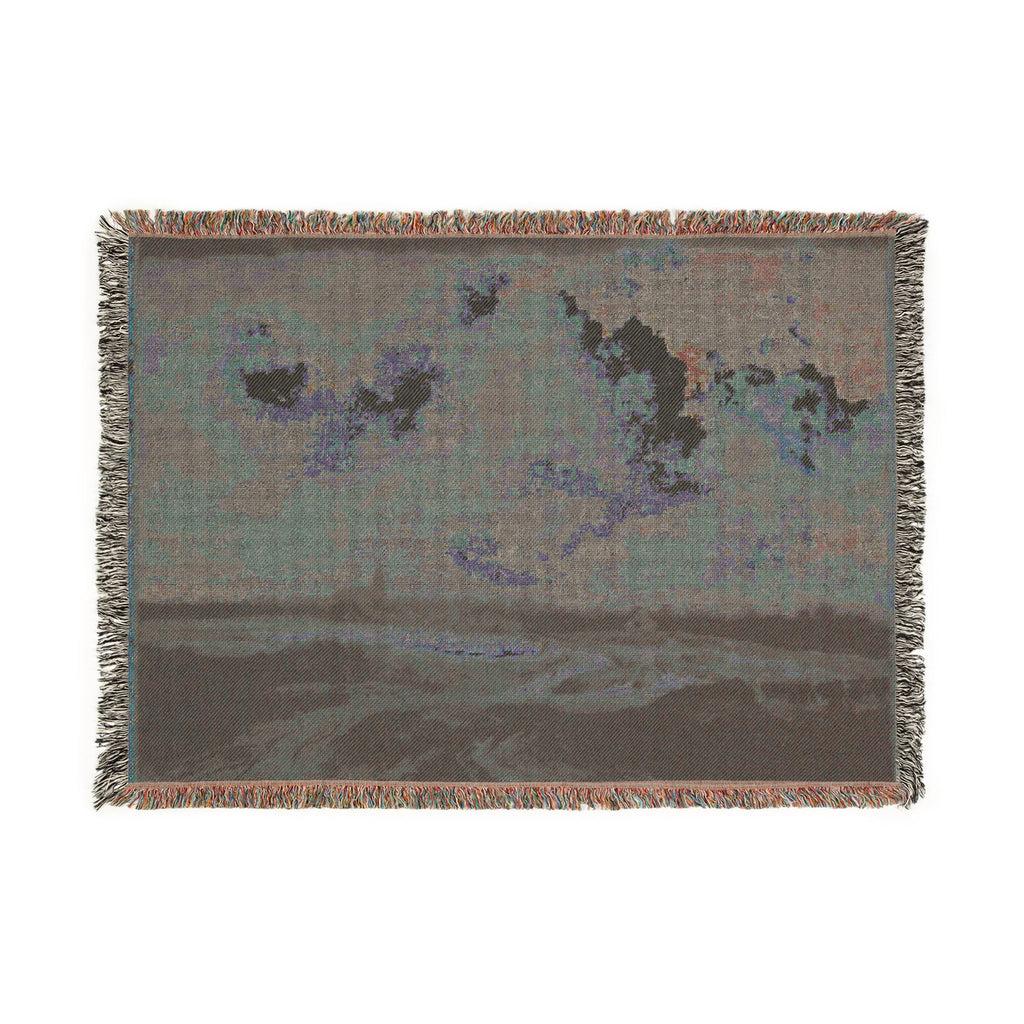 Dresden, Gemäldegalerie Alte Meister, Jacob van Ruisdael, ein Walddorf hinter Dünen | Woven Tapestry Blanket