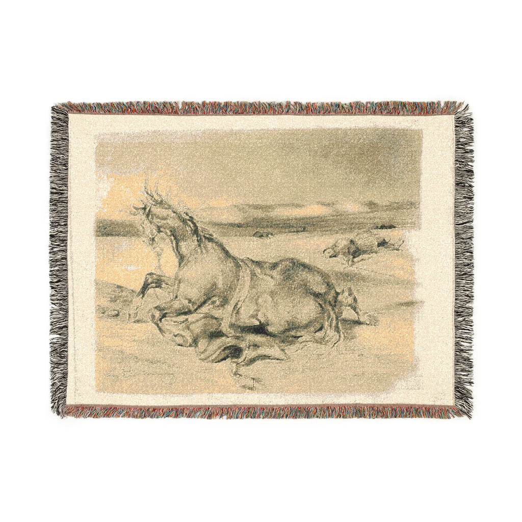Eugène Delacroix - Fallen Horse and Dead Knight | Woven Tapestry Blanket
