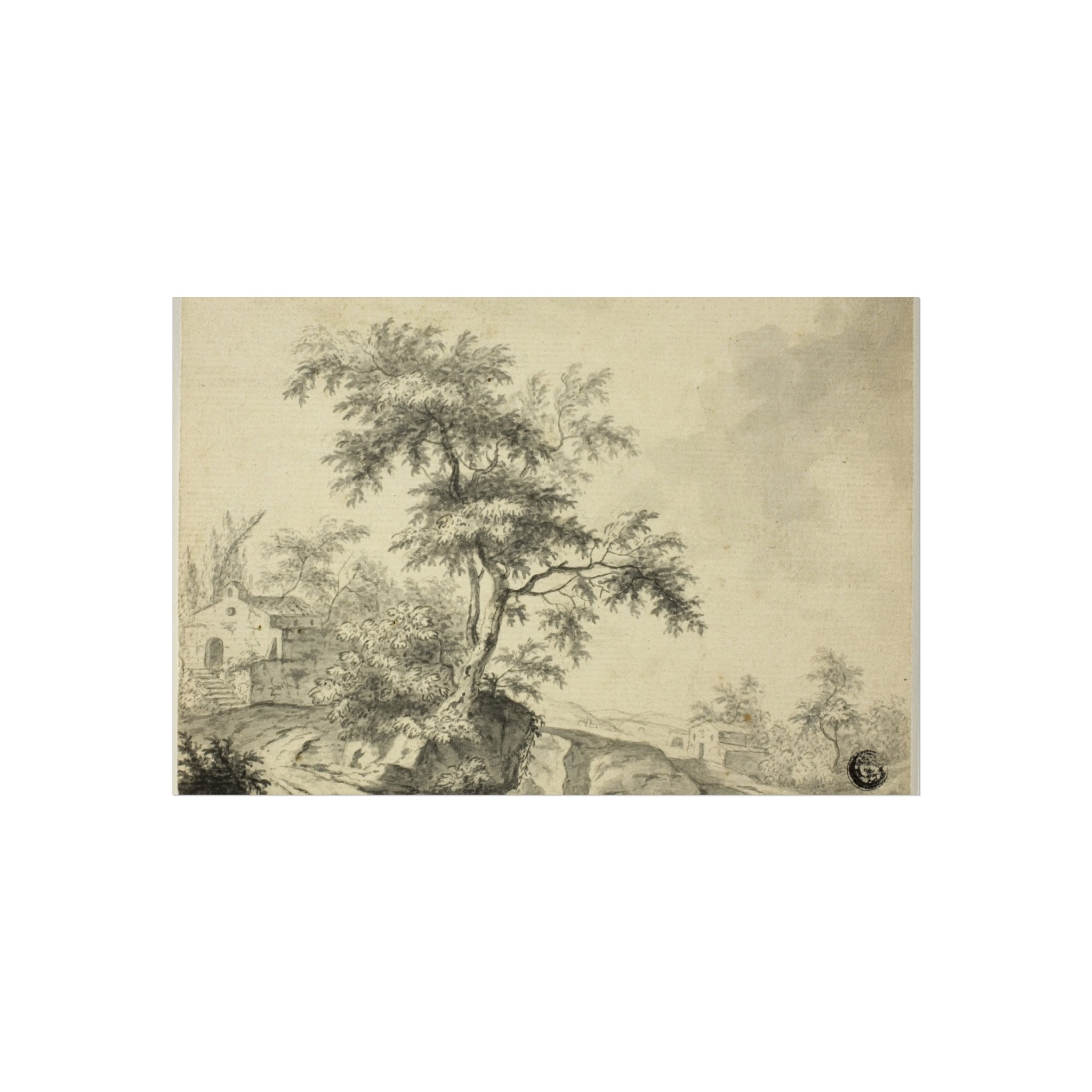 Jacob van Ruisdael - Landscape with Tree on Road to Buildings | Fine Art Poster