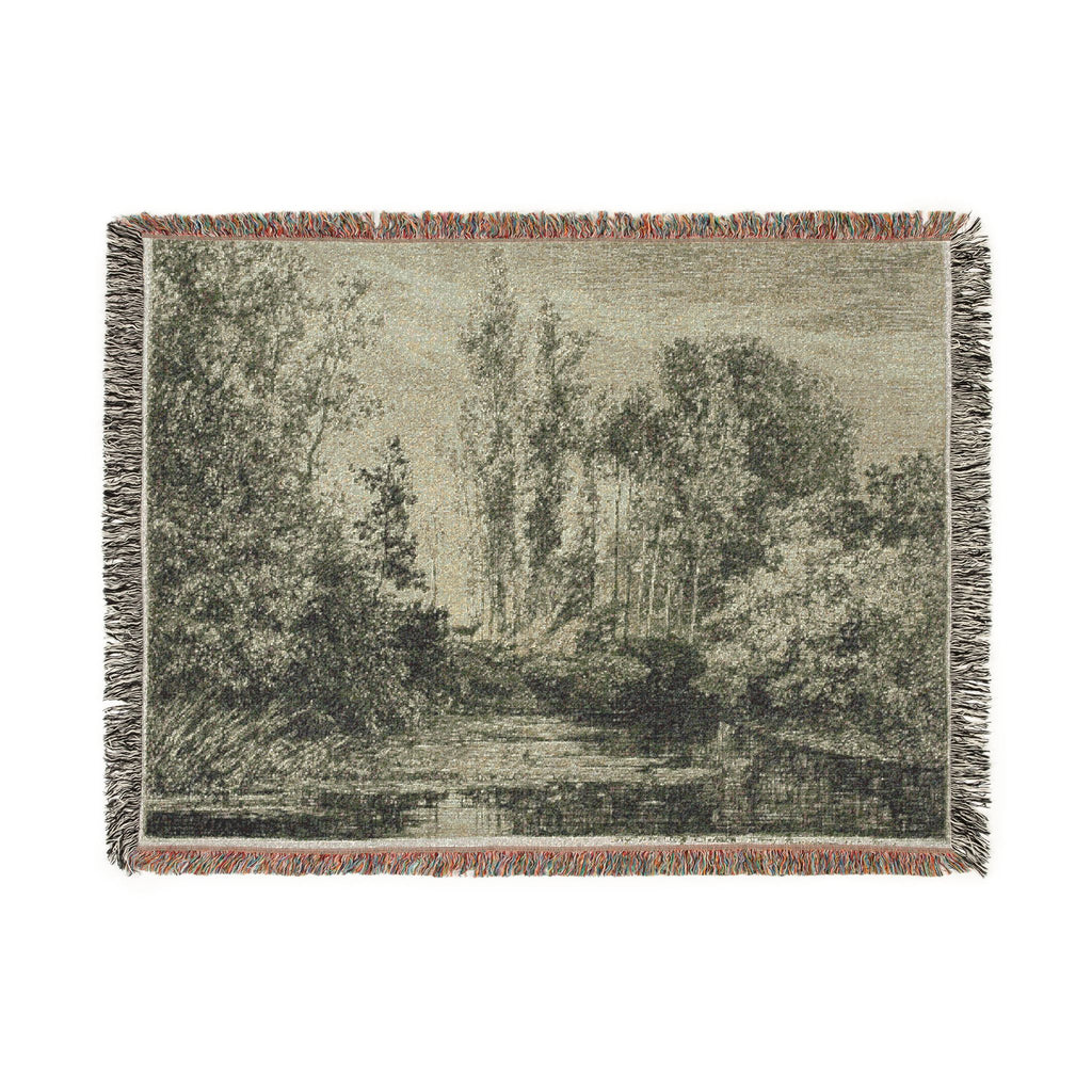 Charles François Daubigny - Stags at the Water's Edge | Woven Tapestry Blanket