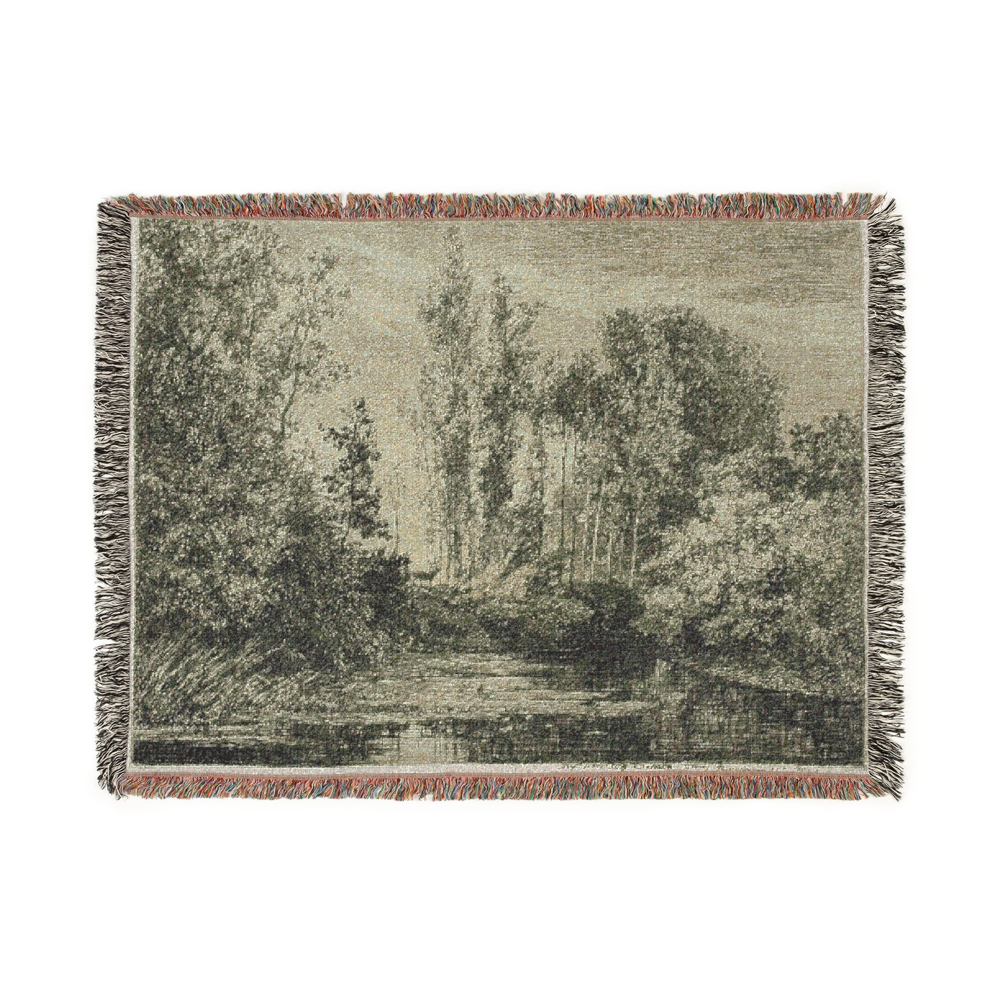 Charles François Daubigny - Stags at the Water's Edge | Woven Tapestry Blanket