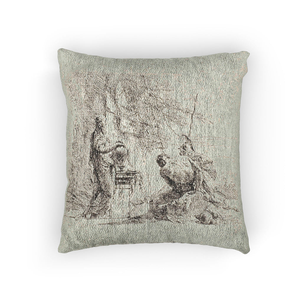 Giovanni Battista Tiepolo - A Woman with her Hands on a Vase, Soldier, and Slave, from Capricci | Woven Pillow