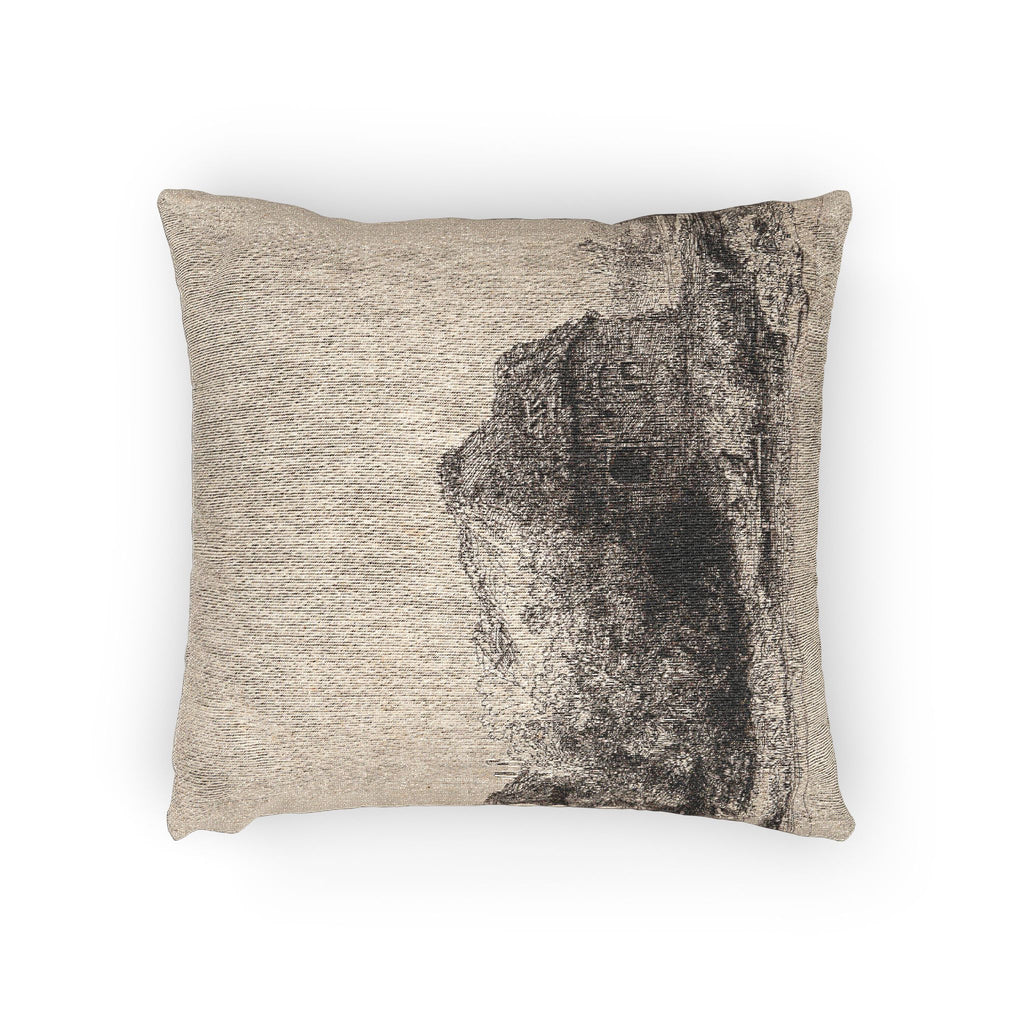 Rembrandt van Rijn - Landscape with Cottages and a Hay Barn Oblong | Woven Pillow