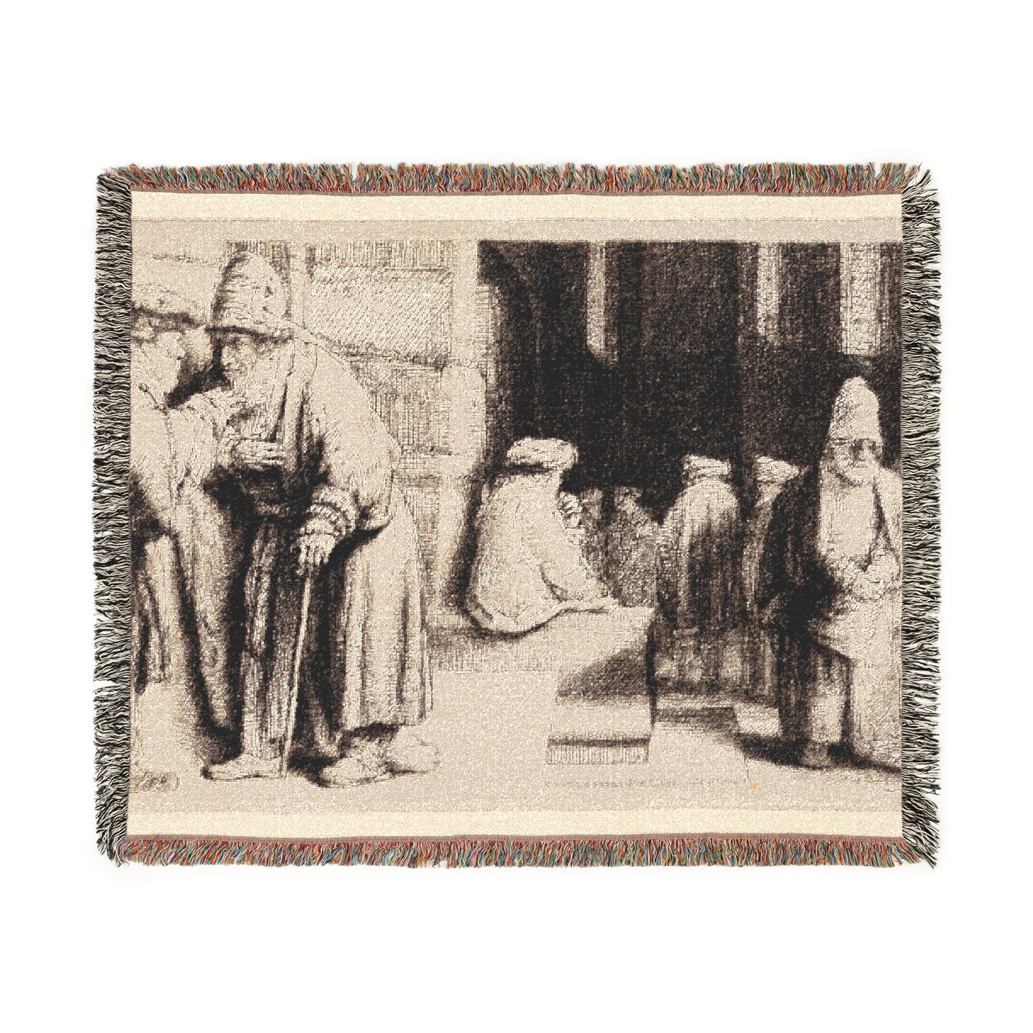 Rembrandt van Rijn - Jews in the Synagogue | Woven Tapestry Blanket