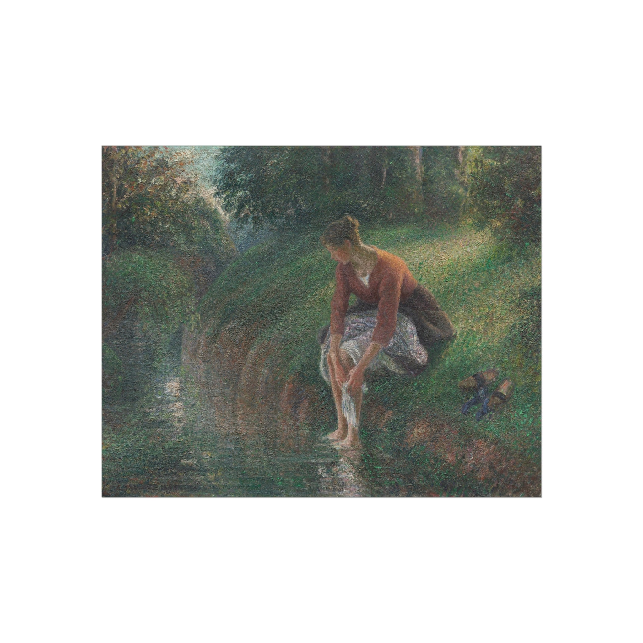 Woman Bathing Her Feet in a Brook Camille Pissarro Fine Art Poster