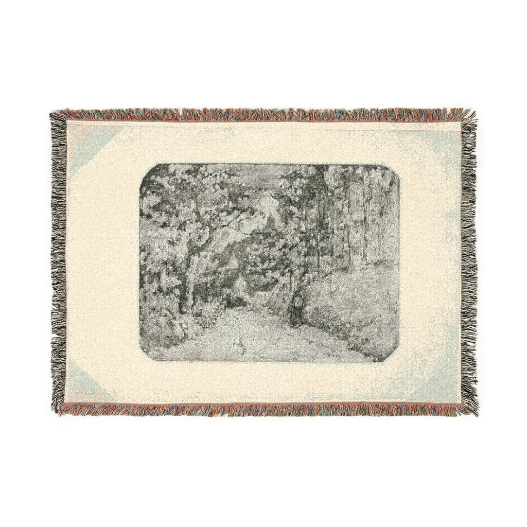 Camille Pissarro - Wooded Lane at Pontoise | Woven Tapestry Blanket