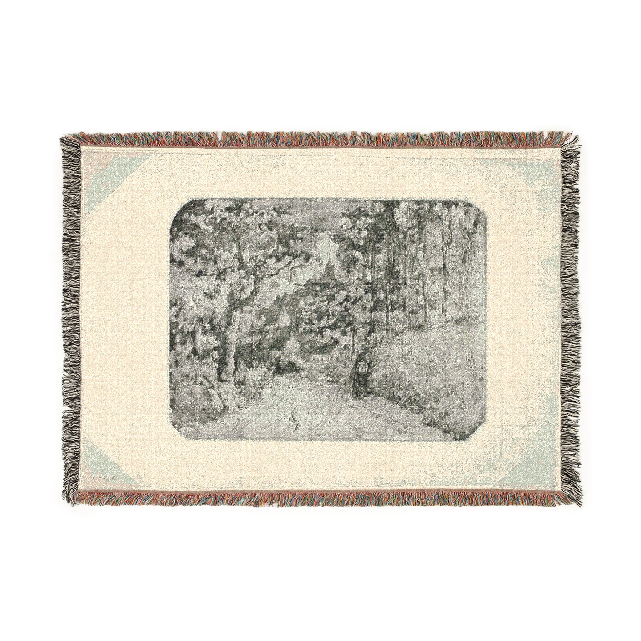 Camille Pissarro - Wooded Lane at Pontoise | Woven Tapestry Blanket