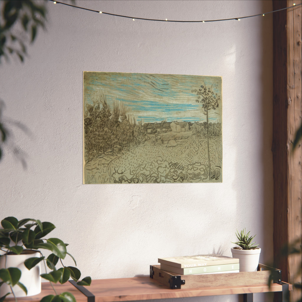 Vincent van Gogh - Cottages with a Woman Working in the Middle Ground | Fine Art Poster