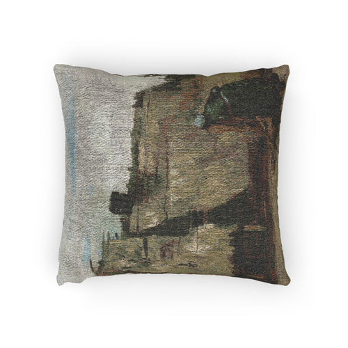 A Peasant Woman Digging in Front of Her Cottage Vincent van Gogh Woven Pillow