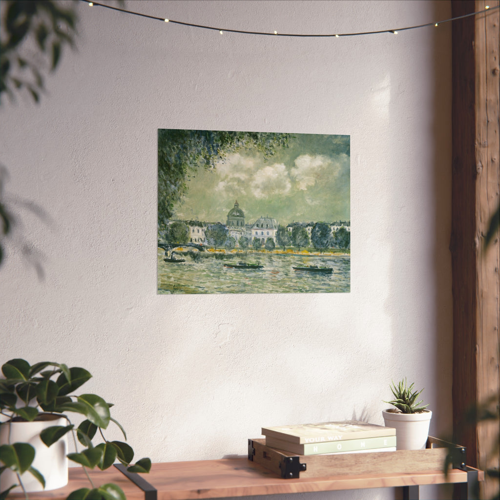 Alfred Sisley - Landscape along the Seine with the Institut de France and the Pont des Arts | Fine Art Poster