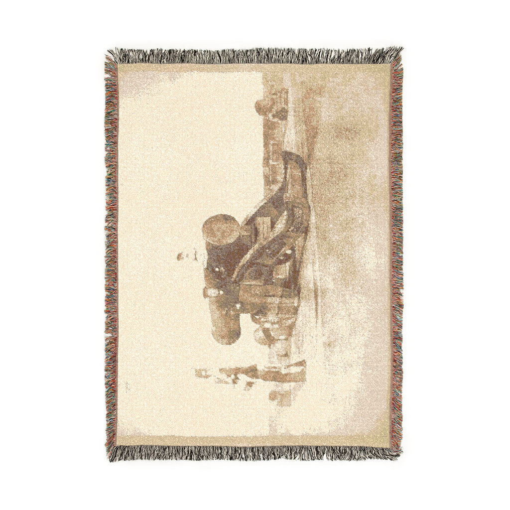 David Octavius Hill - The cannon 'Mons Meg' at Edinburgh Castle, and a private in the 2nd battalion of Royal Scots who g | Woven Tapestry Blanket