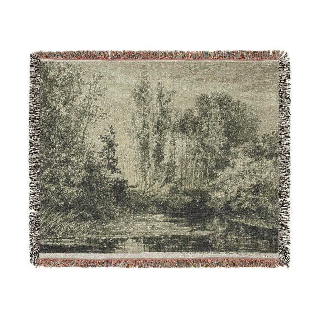 Charles François Daubigny - Stags at the Water's Edge | Woven Tapestry Blanket