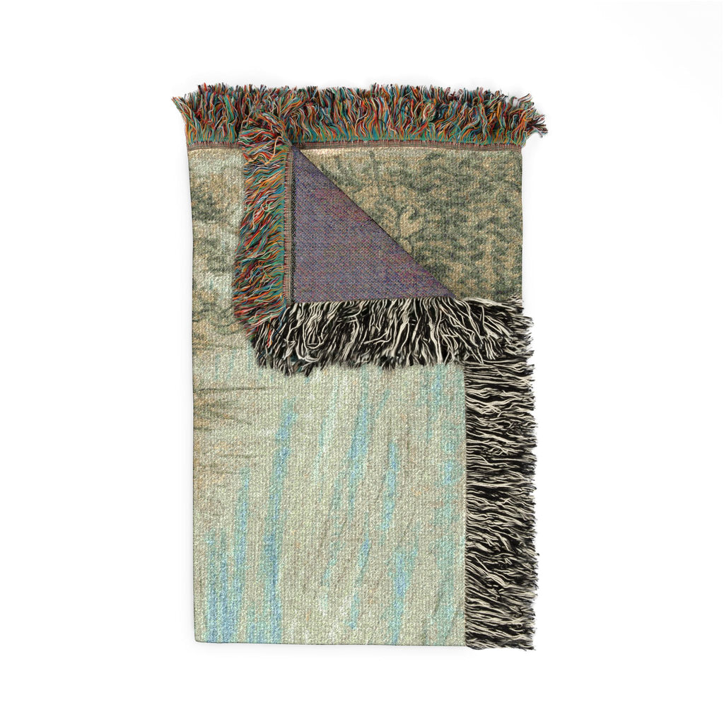 Vincent van Gogh - Cottages with a Woman Working in the Middle Ground | Woven Tapestry Blanket