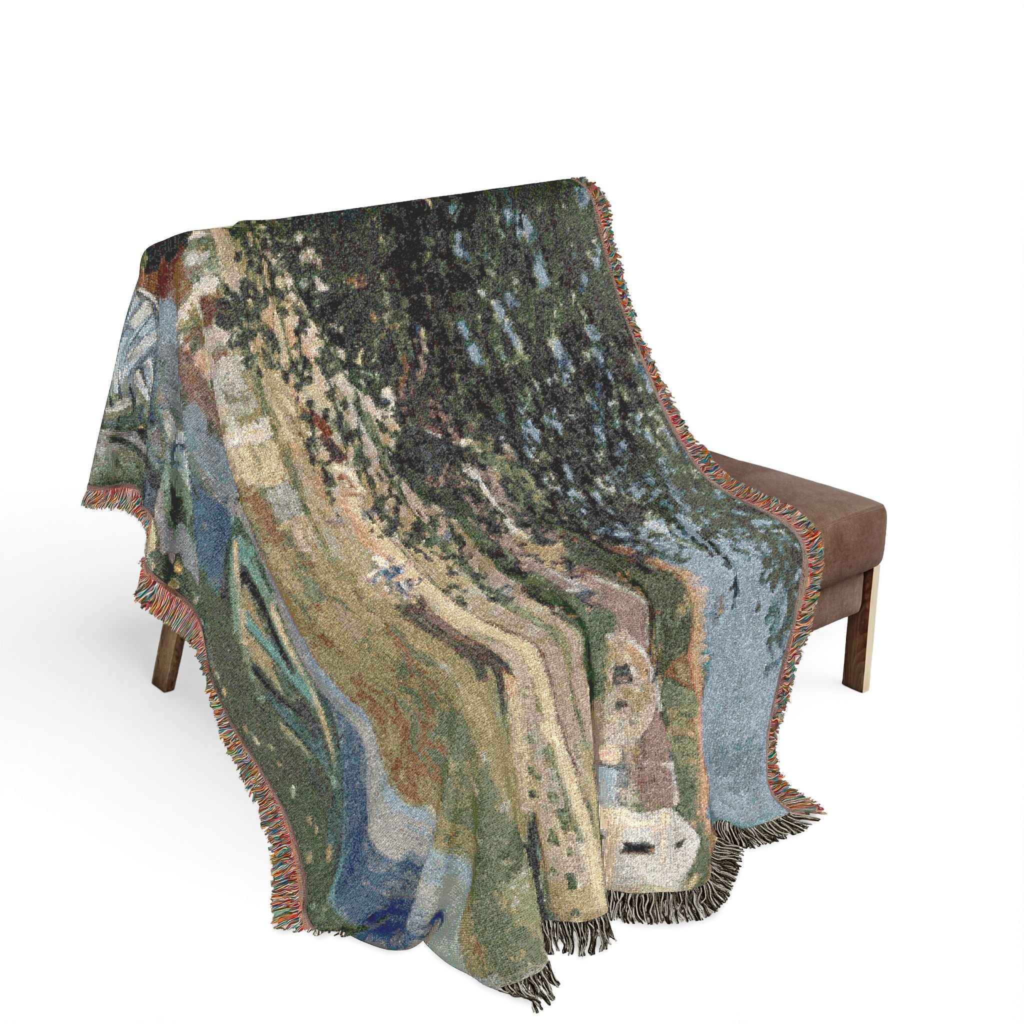On the Bank of the Seine, Bennecourt Claude Monet Tapestry Blanket