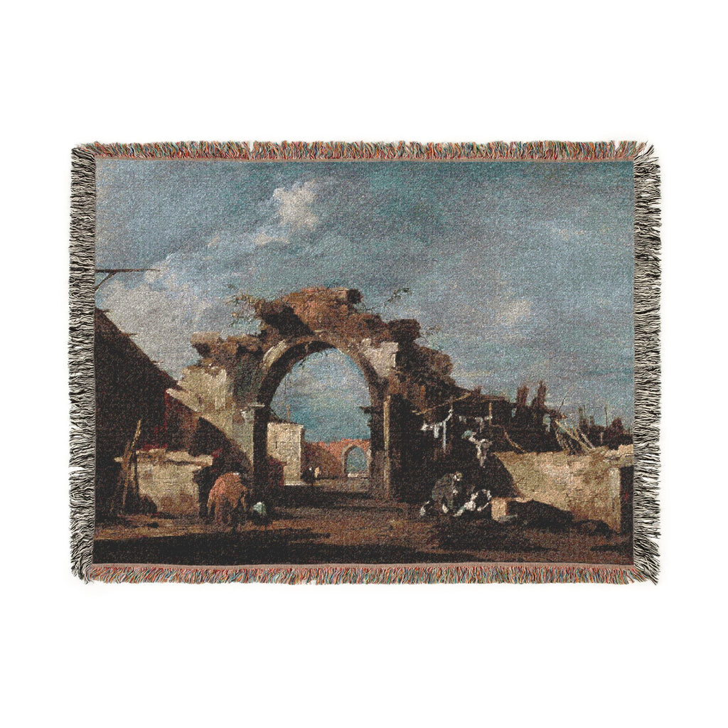 Francesco Guardi - Ruined Archway | Woven Tapestry Blanket