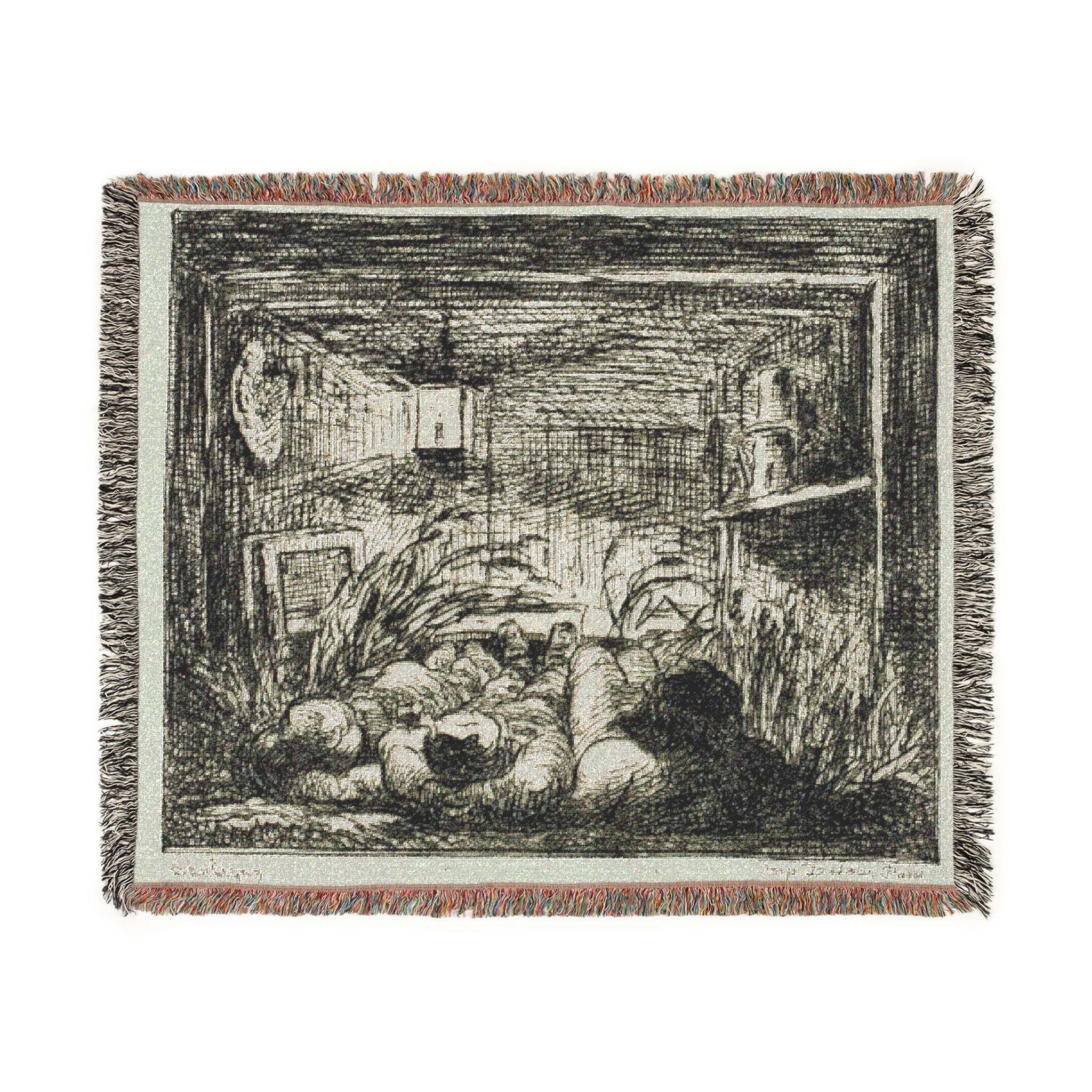 Charles François Daubigny - Bedding Down on the Boat (Night on the boat) | Woven Tapestry Blanket
