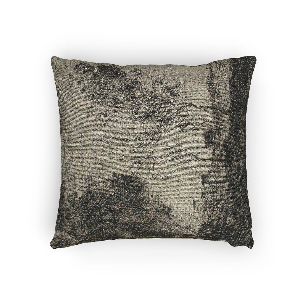 Jean Baptiste Camille Corot - In the Dunes Souvenir of the Woods of the Hague | Woven Pillow