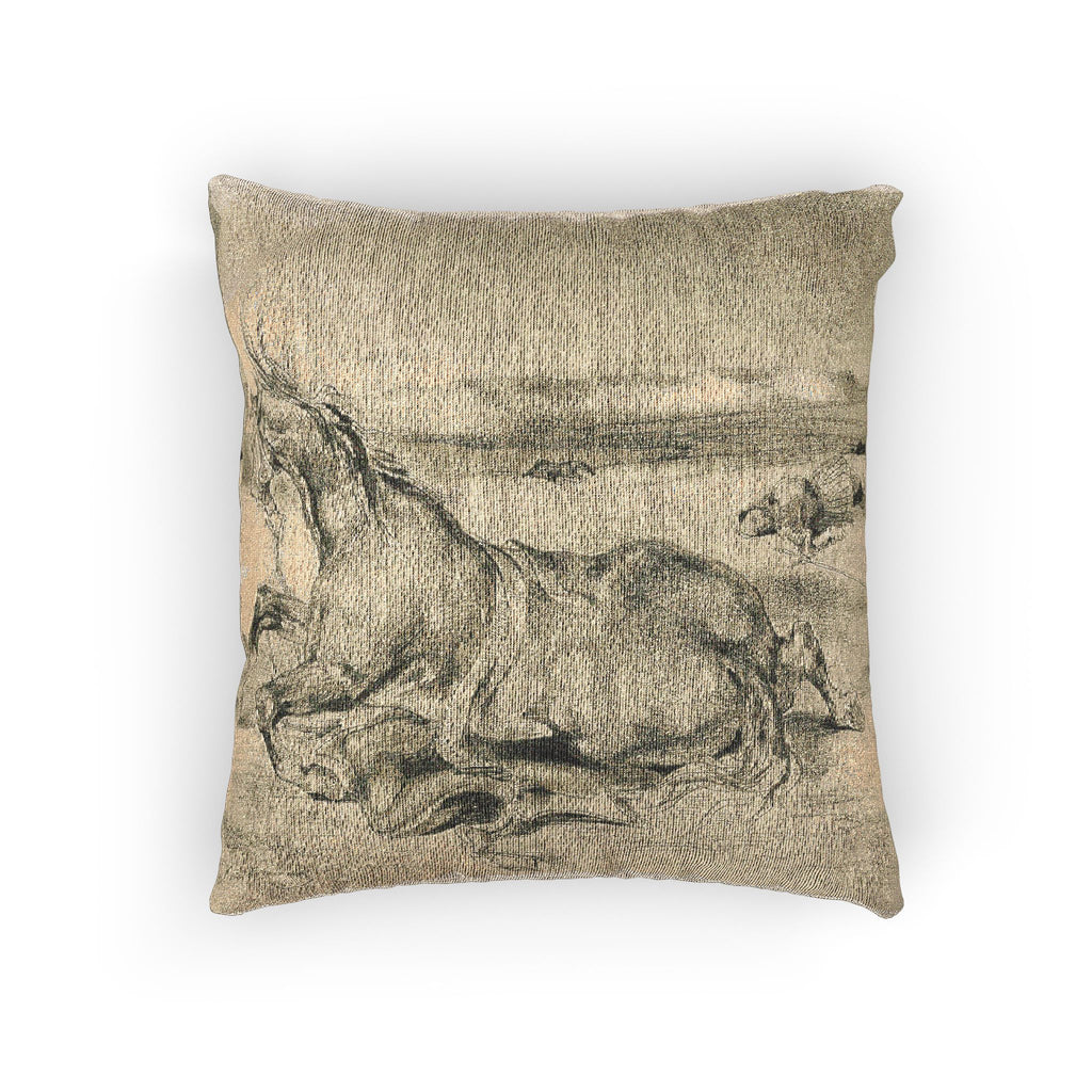 Eugène Delacroix - Fallen Horse and Dead Knight | Woven Pillow