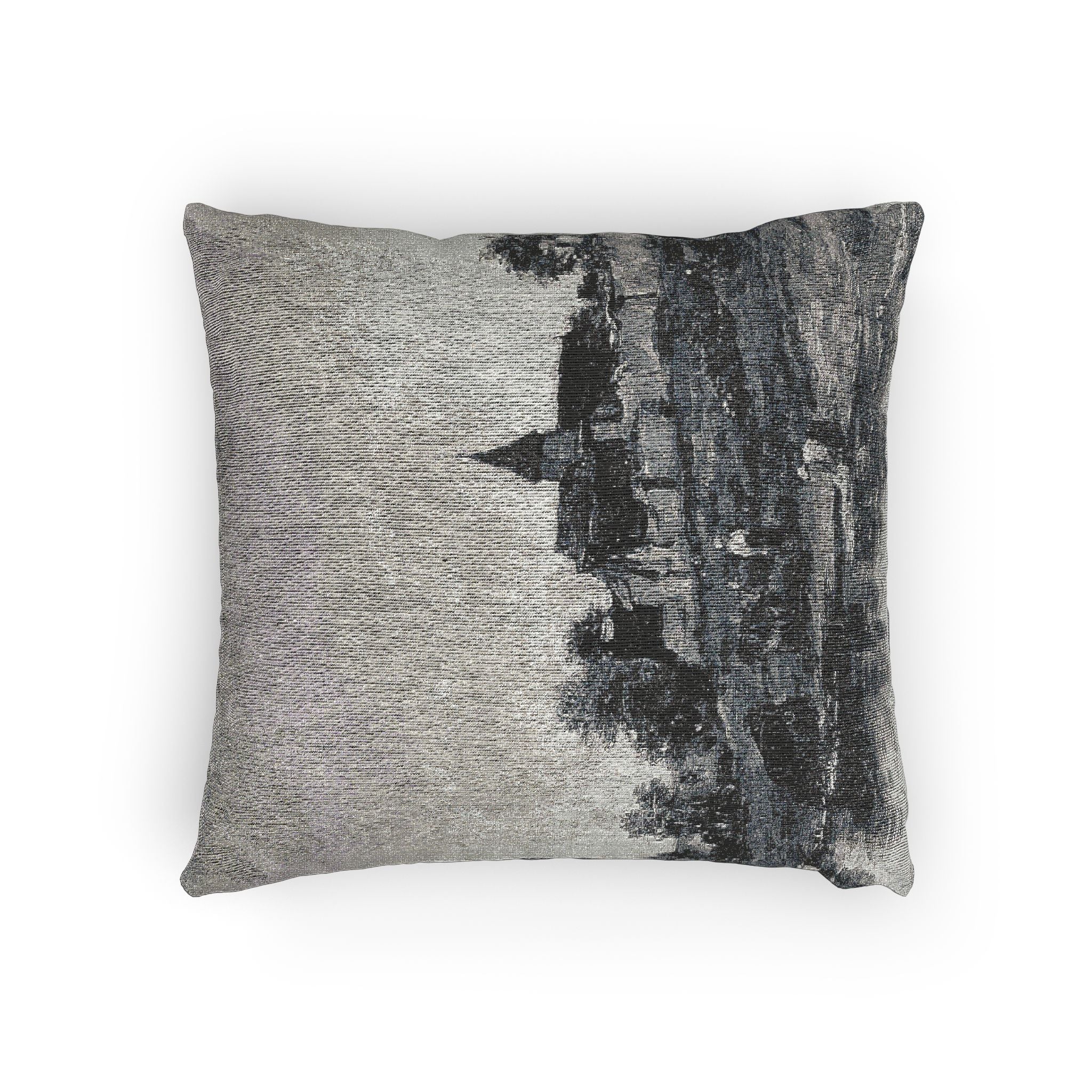 Charles François Daubigny - On the Bank of the Seine at Portejoie | Woven Pillow