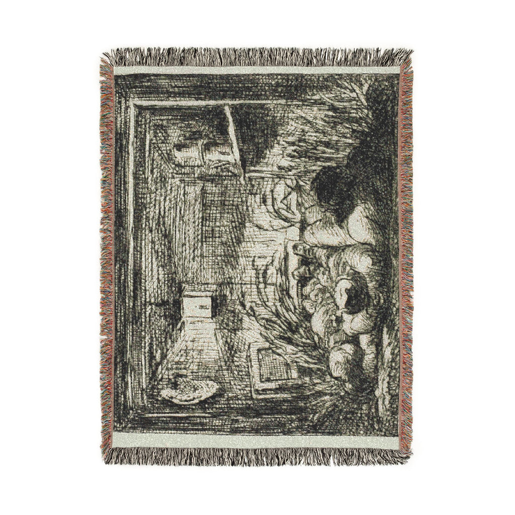 Charles François Daubigny - Bedding Down on the Boat (Night on the boat) | Woven Tapestry Blanket