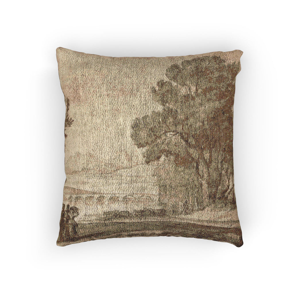 Claude Lorrain - A Wooded River Landscape with Jacob, Laban, and His Daughters | Woven Pillow