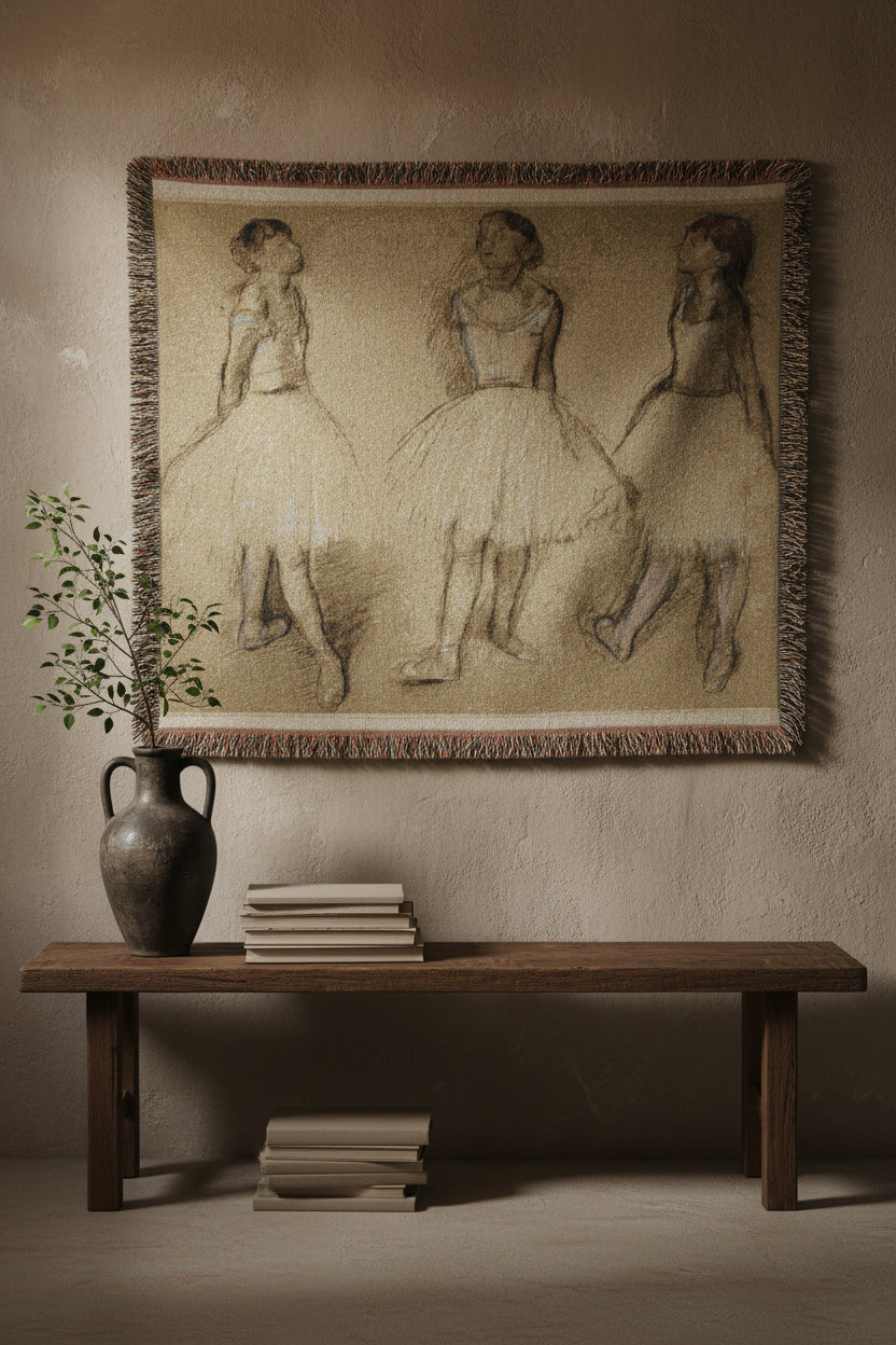 Three Studies of a Dancer in Fourth Position Edgar Degas Tapestry Blanket