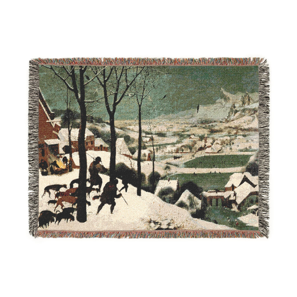 Pieter Bruegel the Elder - Hunters in the Snow (Winter) - Google Art Project | Woven Tapestry Blanket