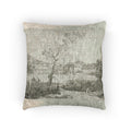 Canaletto - View of a Town on a River Bank, from Vedute | Woven Pillow