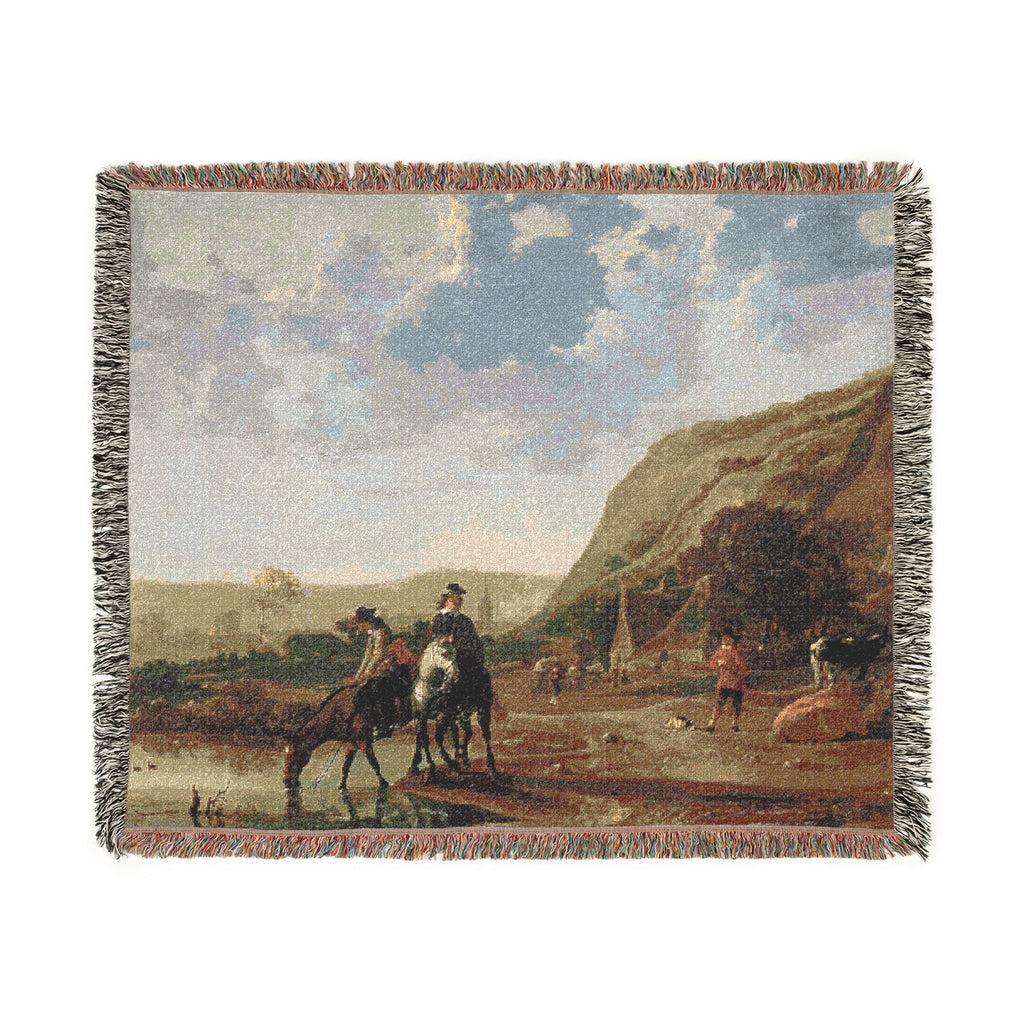 Aelbert Cuyp - Rivierlandschap met ruiters - Google Art Project | Woven Tapestry Blanket