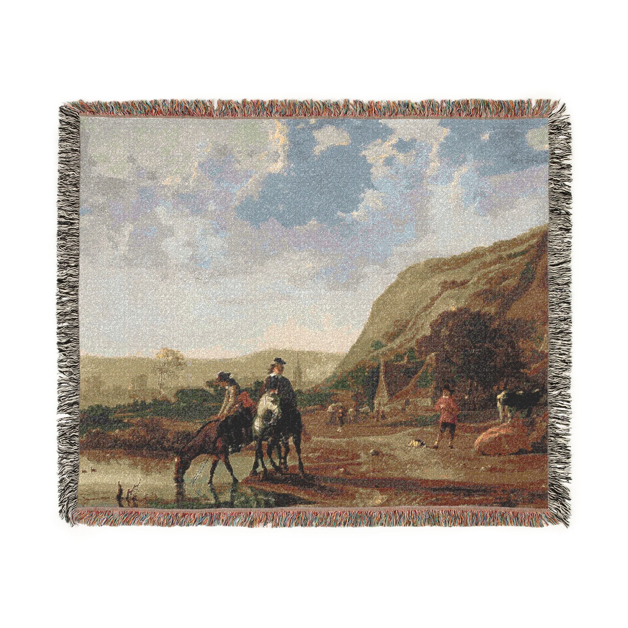 Aelbert Cuyp - Rivierlandschap met ruiters - Google Art Project | Woven Tapestry Blanket