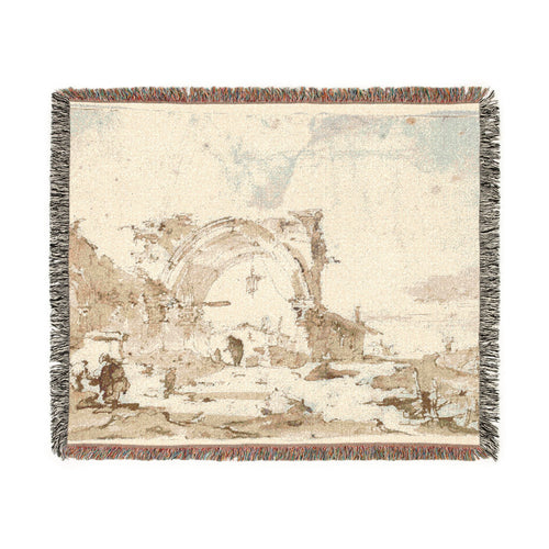 A Capriccio with a Ruined Gothic Arch Francesco Guardi Tapestry Blanket
