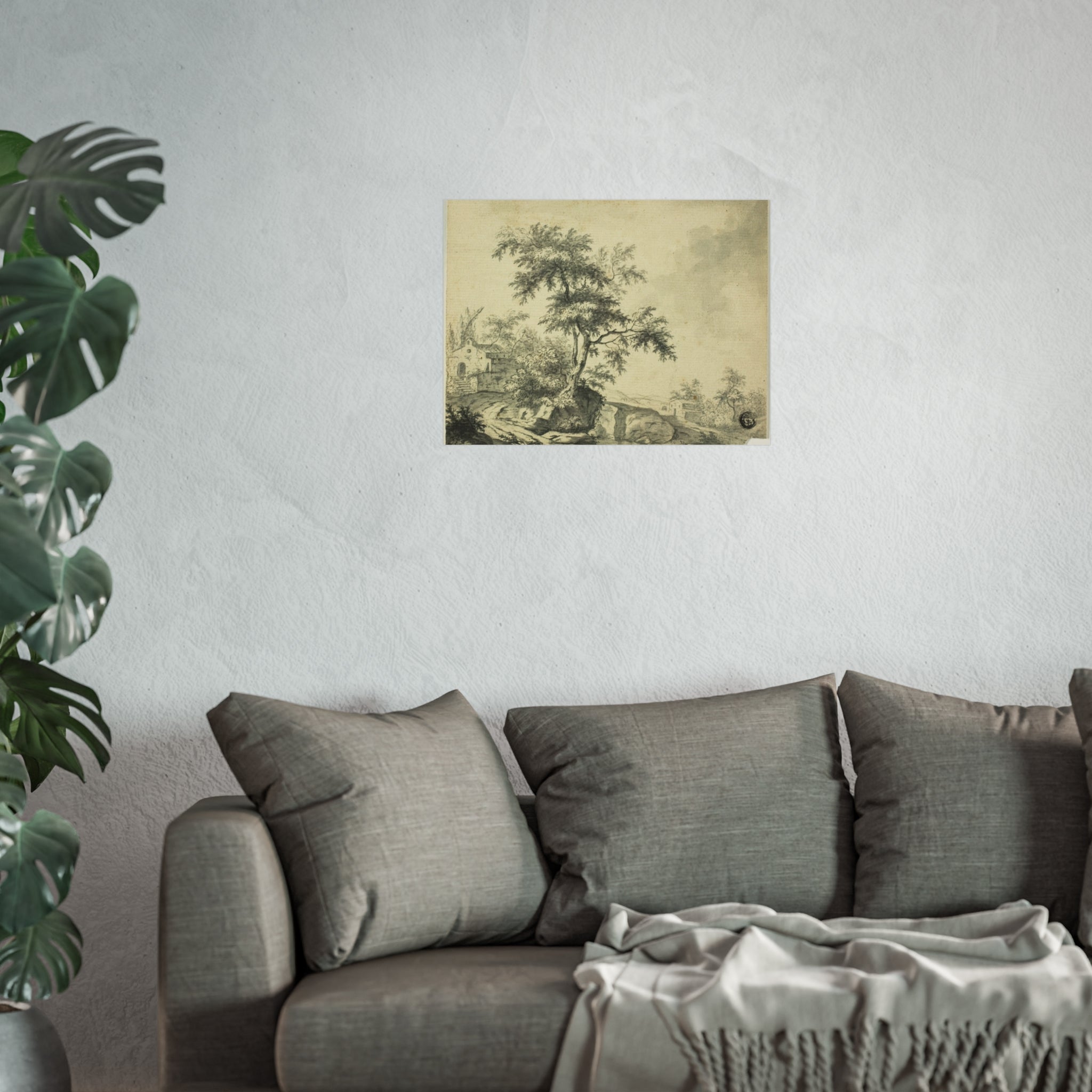 Jacob van Ruisdael - Landscape with Tree on Road to Buildings | Fine Art Poster