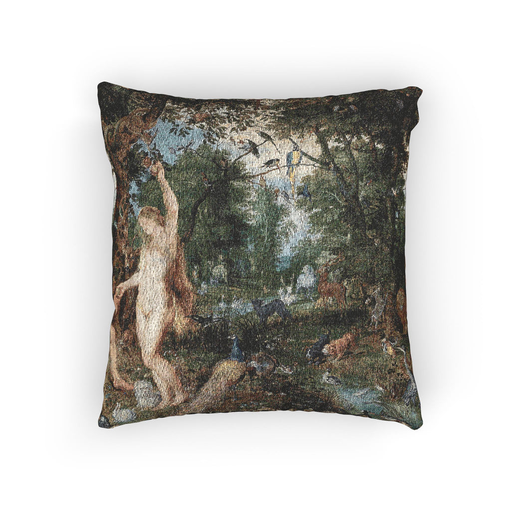 Jan Brueghel de Oude en Peter Paul Rubens - Het aards paradijs met de zondeval van Adam en Eva | Woven Pillow