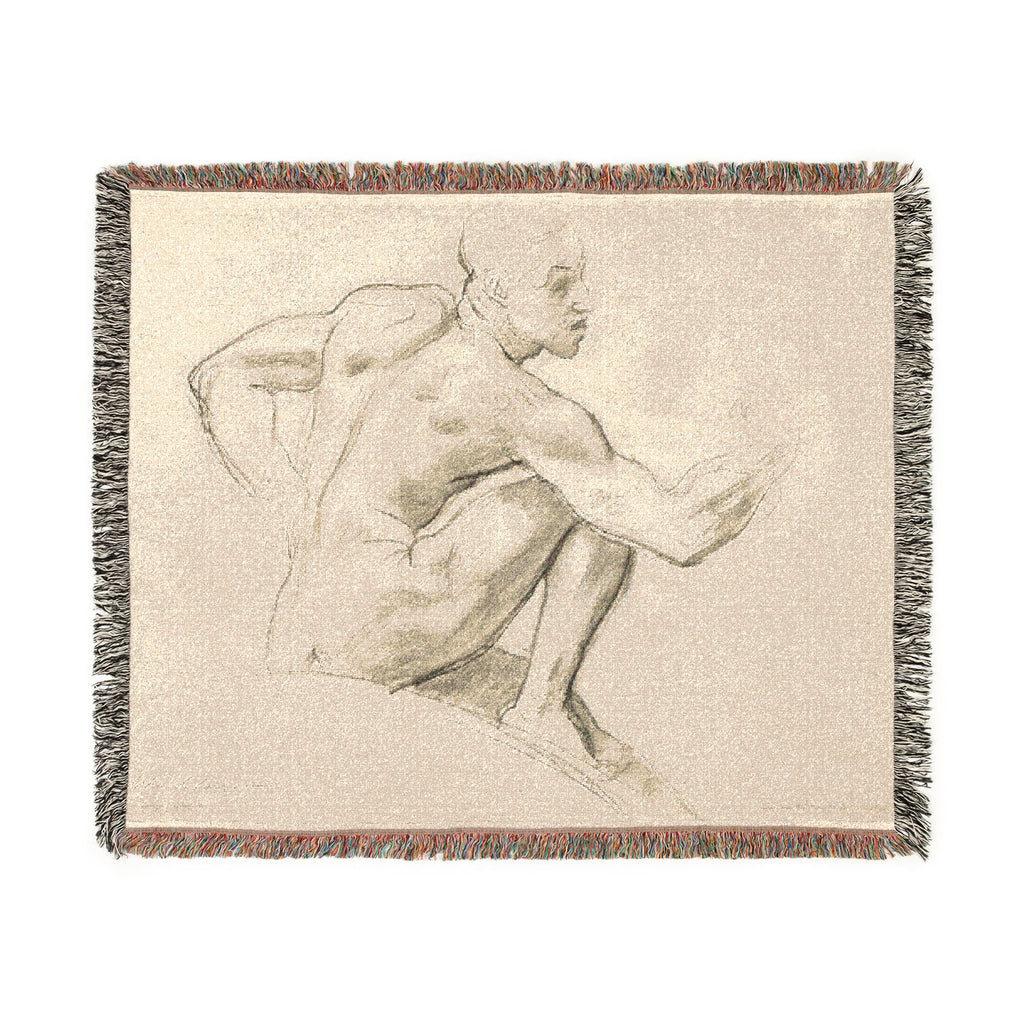John Singer Sargent - Seated Male Nude | Woven Tapestry Blanket