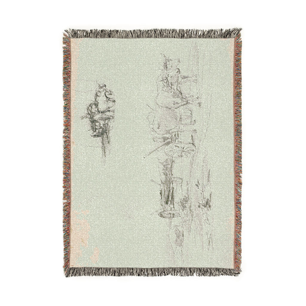 Charles François Daubigny - Two Sketches of Oxen Hauling a Log | Woven Tapestry Blanket
