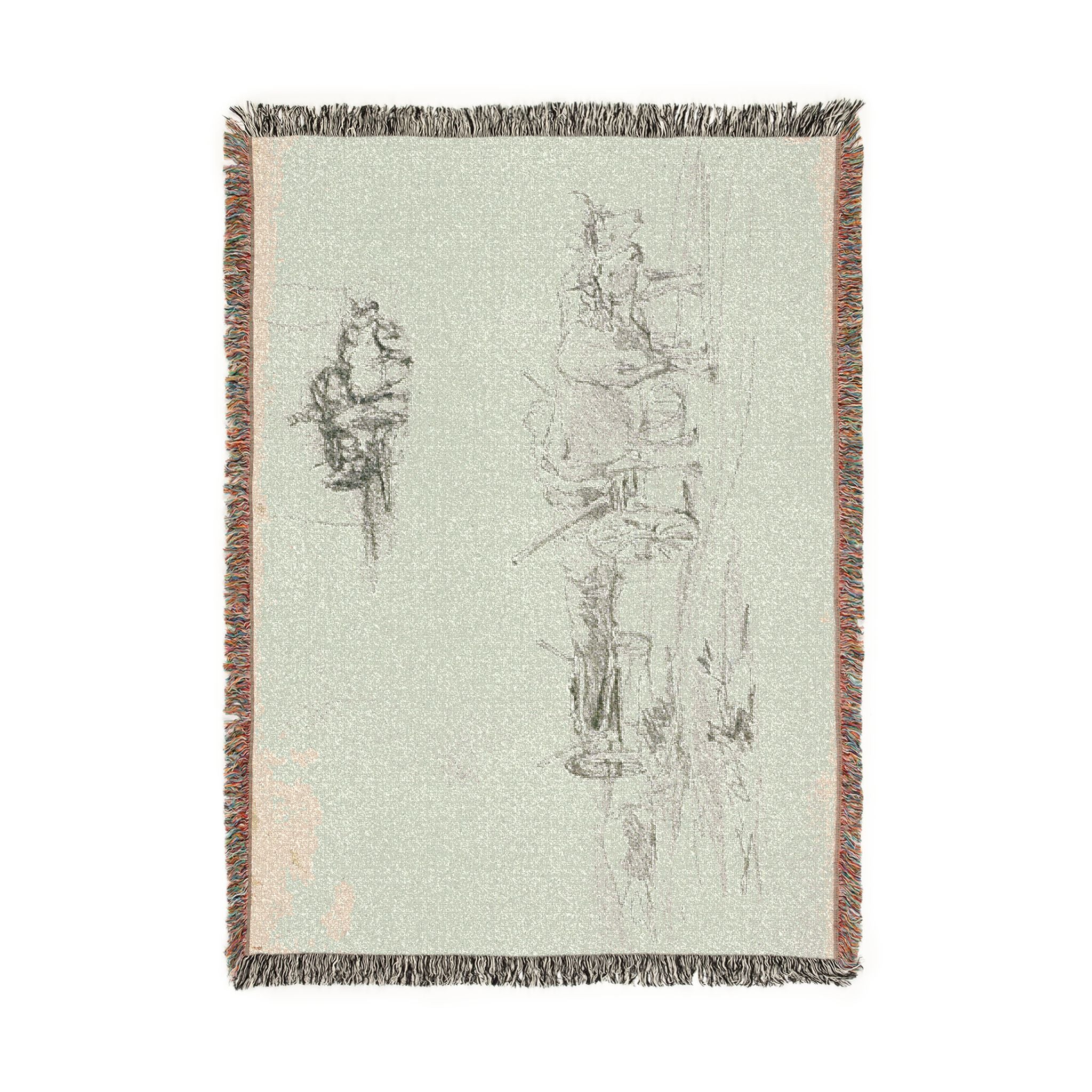 Charles François Daubigny - Two Sketches of Oxen Hauling a Log | Woven Tapestry Blanket